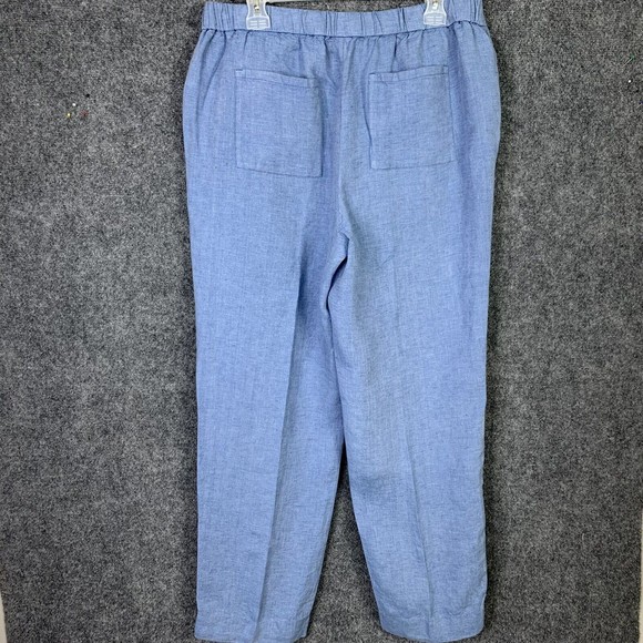 Chicos 2 T Linen Pull On Pants Blue Straight Leg Pockets Washable - Picture 6 of 10
